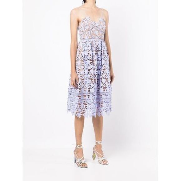 SELF-PORTRAIT AZALEA LACE MIDI DRESS - PURPLE - Picture 2 of 11